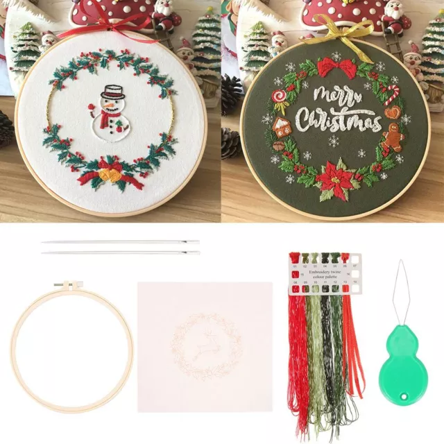 Thread Embroidery Hoop Xmas Embroidery Christmas Ornament Cross Stitch Kit