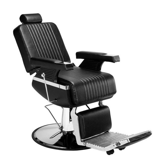 Black High-End Reclining Chair for Men's Salon Haircuts