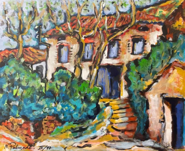 Ferme au Castelet Provence gouache signée Norbert Palmade (1928-2019) France