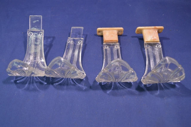 Vintage Antique Glass Curtain Tie Back Holder Set of 4,2 Missing Bracket