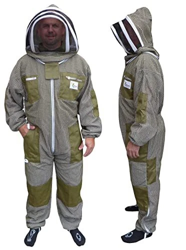 Three Layer Ultra Ventilated Green Beekeeping Suit Professional bee Suit 3XL