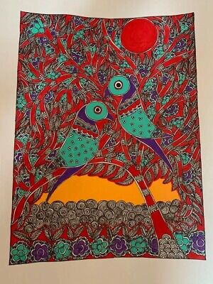 Bird/Peacock Madhubani Mithila handmade painting/home decor/housewarming gift