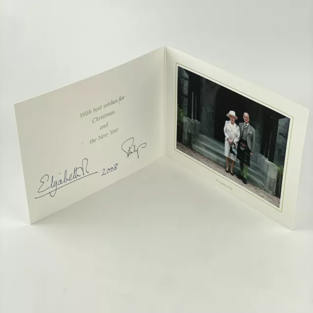 2008 Queen Elizabeth II & Prince Philip Signed Christmas Card Royal Autograph