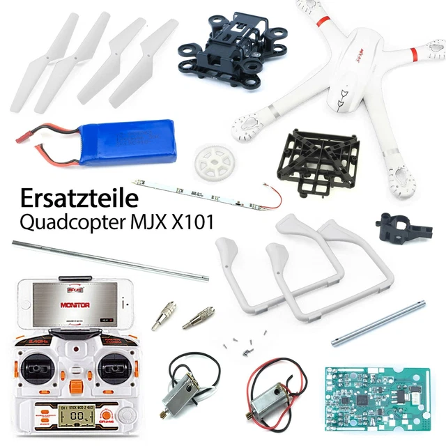 Efaso de Rechange Quadcoptère MJX X101 - Lames Rotor Akku Capot Bouclier Moteur