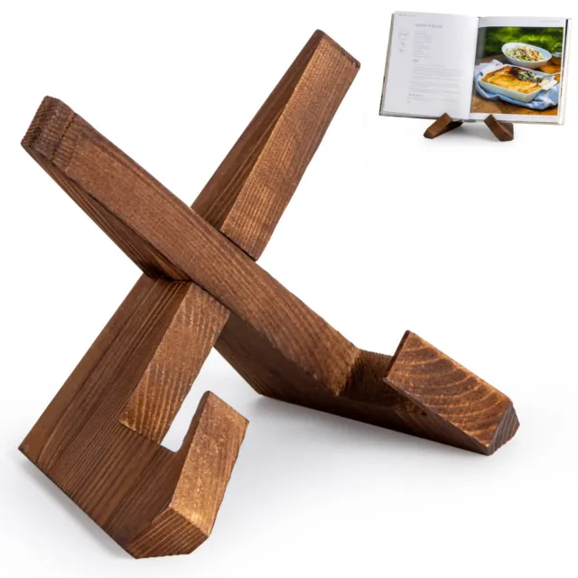 Cookbook Stand Wooden Recipe Book Holder Cook Book Stand for Kitchen Counter ...