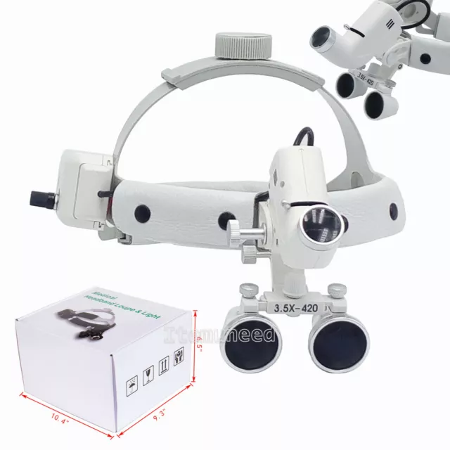 3.5X Medical Surgical Dental Binocular Loupes Headband Magnifier LED Headlight 2