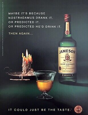 2006 Jameson Irish Whiskey Bottle photo Nostradamus Predicted It promo print ad