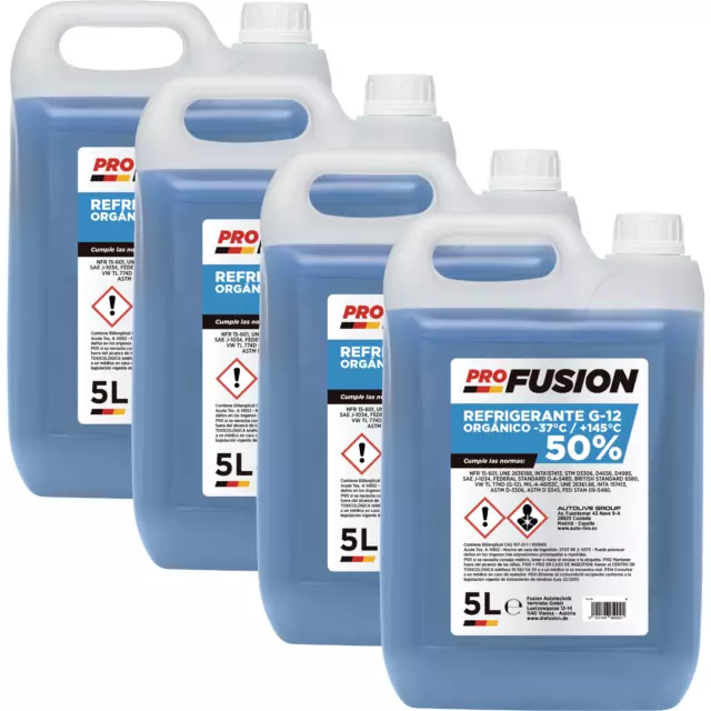 ProFusion Anticongelante Refrigerante G12 Azul 50% G12 -37ºC +145ºC Pack de 4 5L