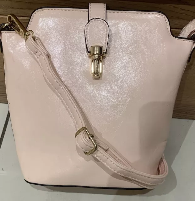 Pale Pink Leather Crossbody Bag