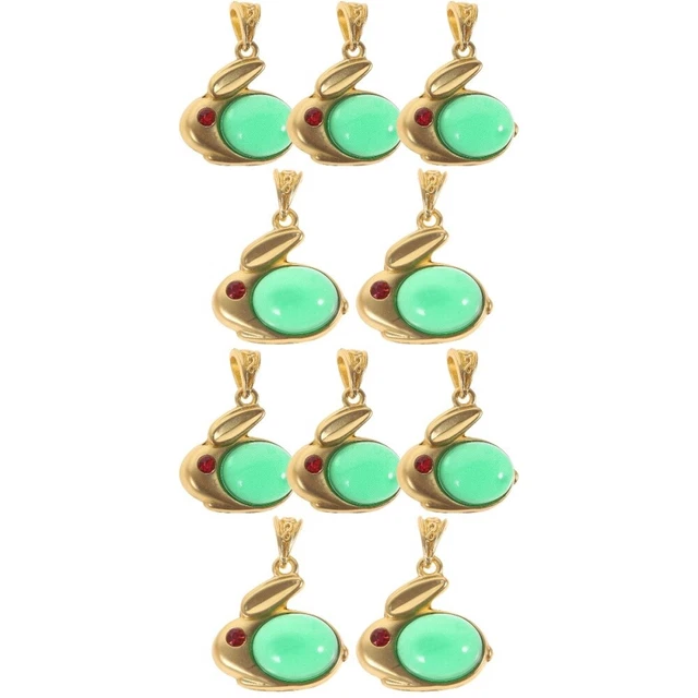10 Pcs Jade Rabbit Pendant Alloy Jewelry Pendants Decors 2023 Year The