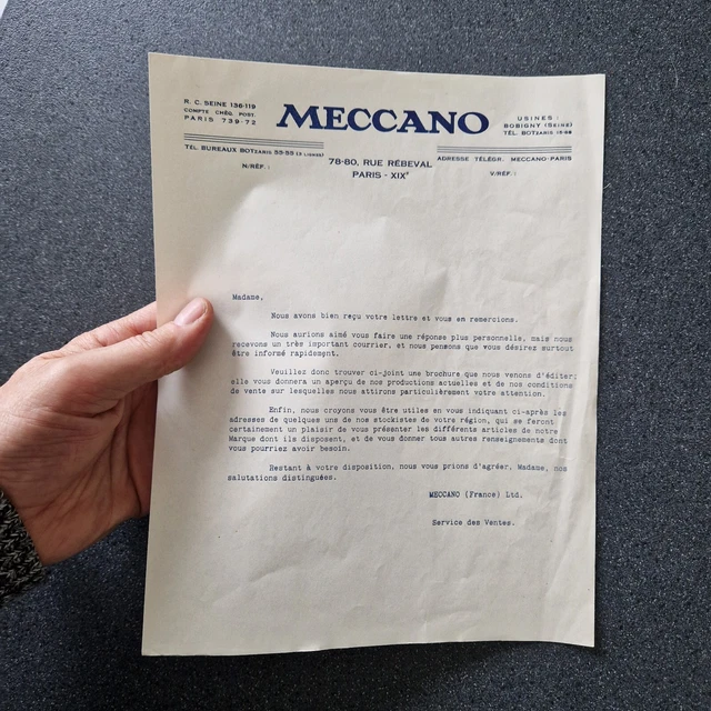 Lettre D'origine Meccano Dinky Toys 1950 - Publicité Revendeurs - Collection