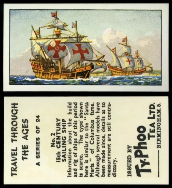 15th Century Sailing Ship #2 Travel Through The Ages 1961 Typhoo Tea Card