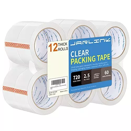 JARLINK Clear Packing Tape 12 Rolls Heavy Duty Packaging Tape for Shipping Pa