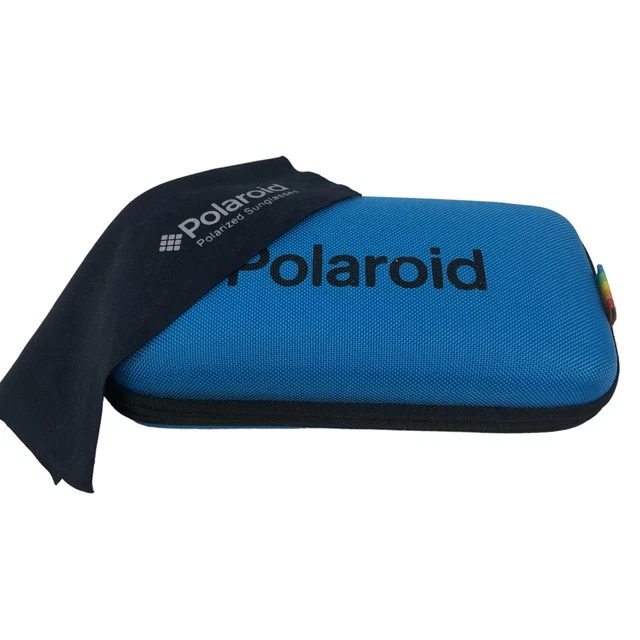 POLAROID GLASSES CASE Soft Zipper Eyeglasses Sunglasses Blue