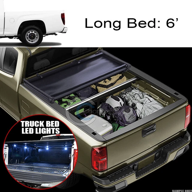 Fits 04-12 Colorado/Canyon 6'/72" Bed Tri-Fold Soft Tonneau Cover+16X LED Lights