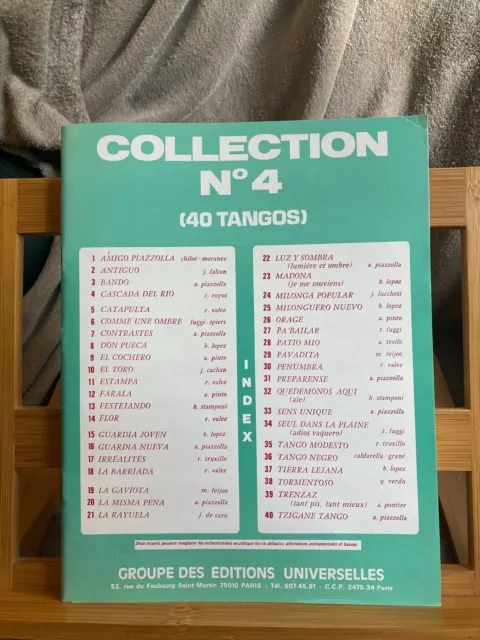 Collection n°4 40 tangos recueil accordéon piano partition éditions Universelles