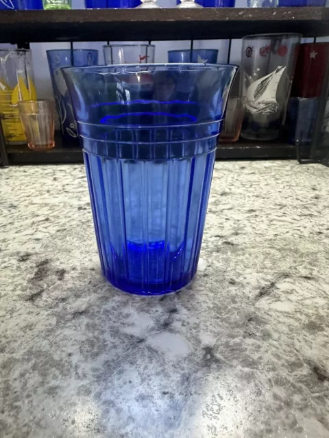 Hazel Atlas Cobalt Blue New Century 4 1/4” Water Tumbler Depression Glass