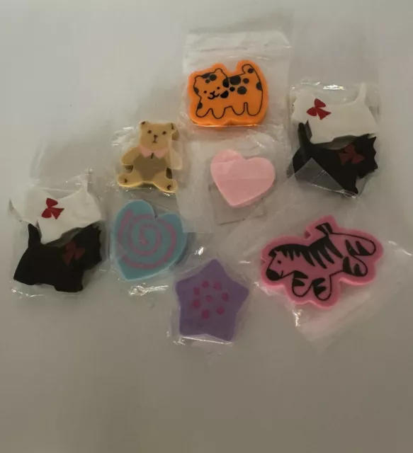 Vintage Eraser Lot School Scottie Dogs Bear Heart Hallmark