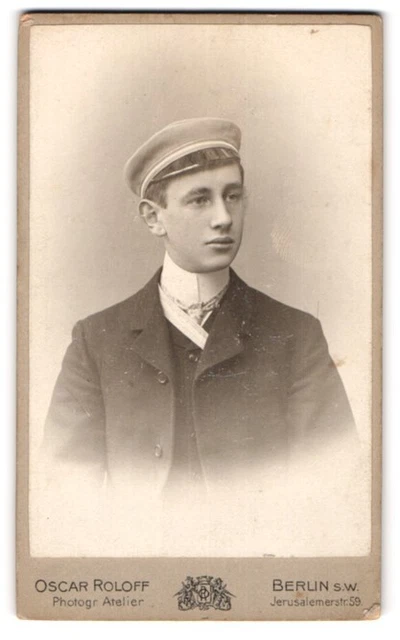Fotografie Oscar Roloff, Berlin, junger Student Erich Unger mit Couleur und Sch