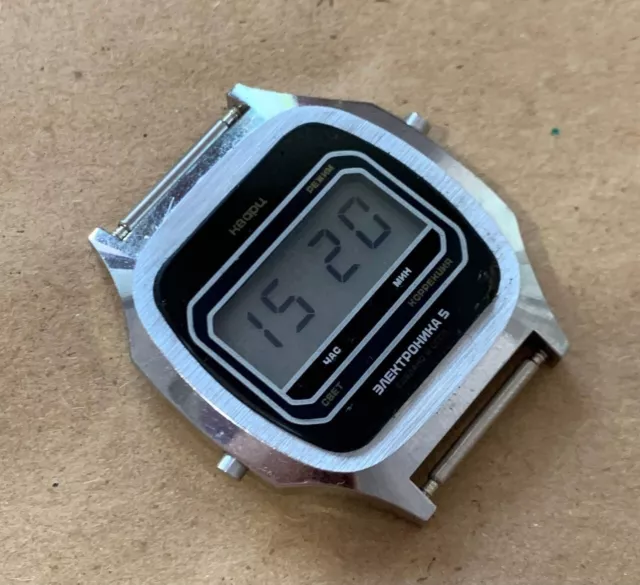 Vintage Elektronika 5 Quartz Digital Watch Russian Writing New Battery 2