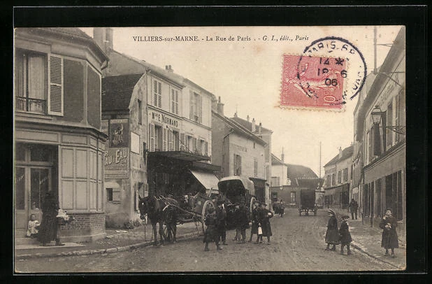 CPA Villiers-sur-Marne, La Rue de Paris, vue de la rue 1906