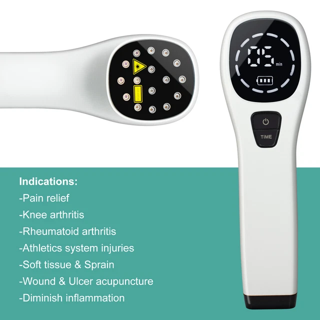 Handheld Low Level Cold Therapy Pain Relief w/4x808nm+12X650nm for Human&Animals
