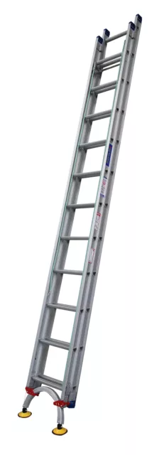 INDALEX Pro Series Aluminium Extension Ladder 22ft 3.8m-6.5m with Arc Leveler