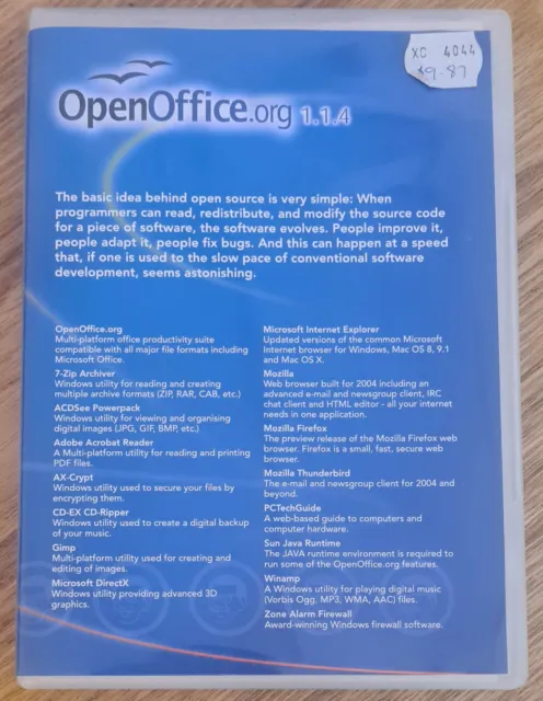 Open Office Version 1.1.4 (2005 - Installation Media CD-ROM)