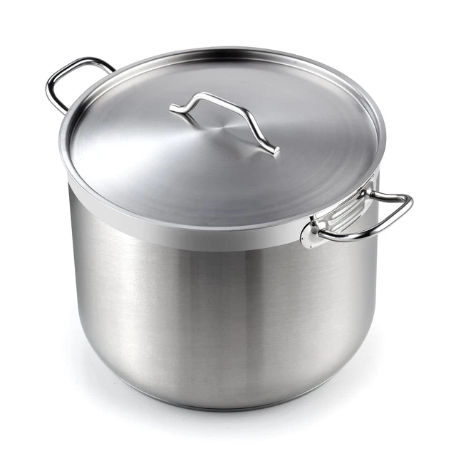 Professional Grade Lid 30 Quart Stainless Steel Stockpot, Silver