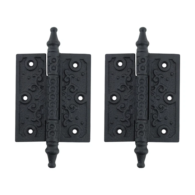 Black Door Butt Hinges Victorian Steeple Tip Rust Resistant Cabinet Hinge 2 Pack