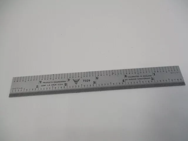 PEC Tools # 7509 x 6" Ruler, Scale, Calibrated in England, Rabone Chesterman, EC