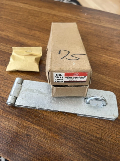 VINTAGE NOS padlock Safety Hinge Hasp Elgin Sears 6 Inch Hardware Gate Door