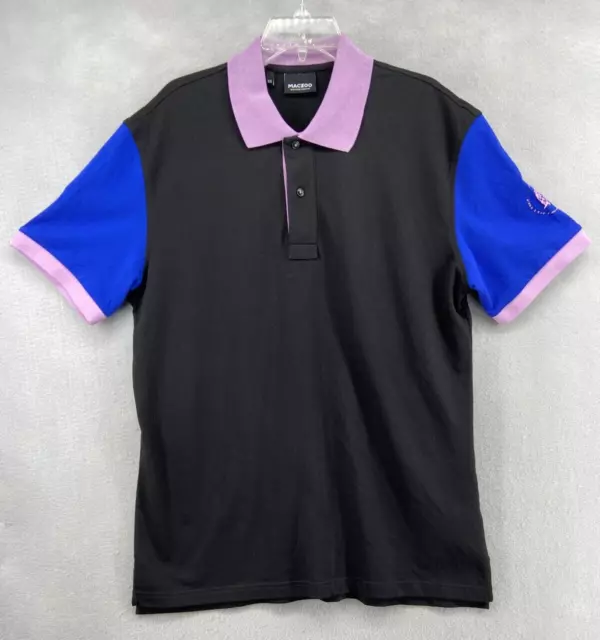 MACZOO Shirt Polo Mens Sz XL Mozart Colorblock Blue Pink Short Sleeve MACEOO