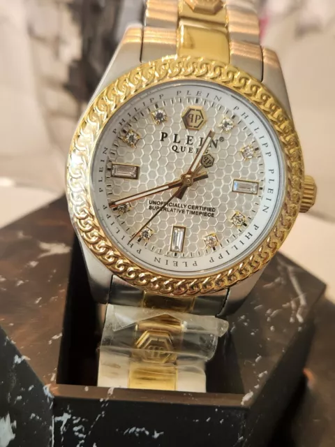 Philipp Plein Queen Ladies Two-Tone Crystal Quartz Watch PWDAA0521 - NWT