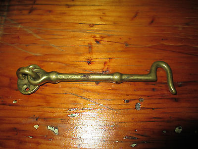 antique hardware long brass hook unusual and nice LOOK
