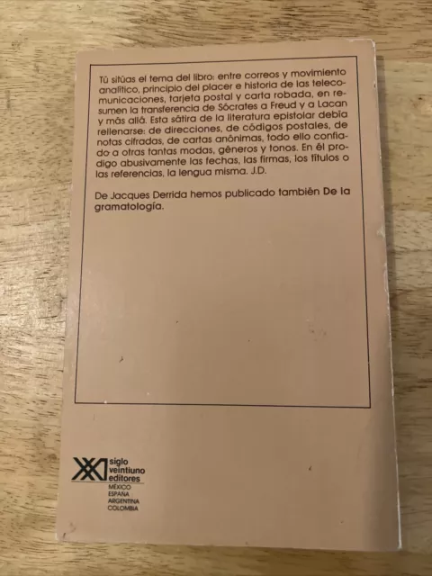 Libro de bolsillo La Tarjeta Postal De Freud A Lacan Y Mad All's de Jacques Derrida 3