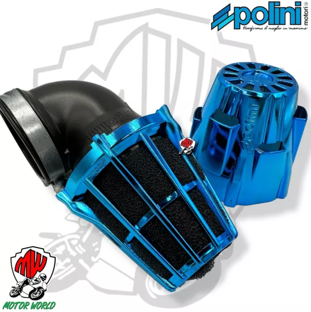 Polini Filtro Aria a Cono 203.0163 Air Box D. 46 Inclinato a 90° Blu Universale