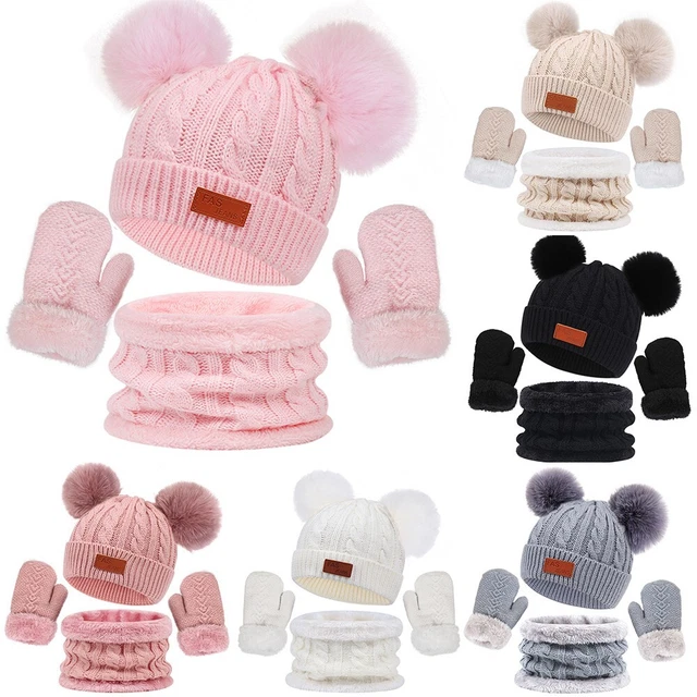 Maglia Cappello Bambini Sciarpa Guanti Ragazze Autunno Inverno Caldo 3pcs /