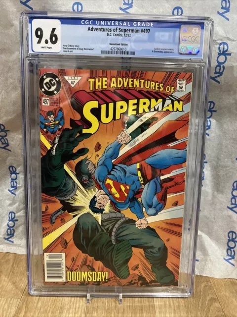 CGC 9.8 ADVENTURES OF SUPERMAN #497 Newsstand JLA & Doomsday appearance DC 1992