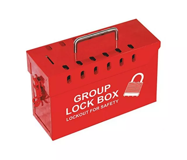 Lockout Safety Supply 7299R-UN Group Lockout Tagout Box, Portable, Steel, Red