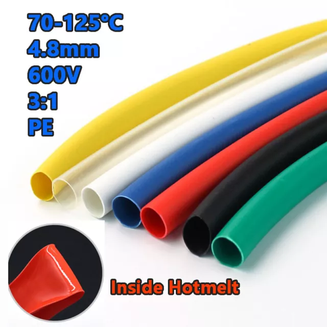 Tubi termoretraibili 3:1 PE adesivi rivestiti in calore manicotti riducibili in calore diametro 4,8 mm