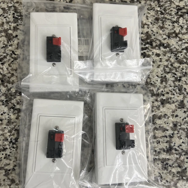 4 Speaker Wall Plates With Terminal Block For Stereo Home Theater.