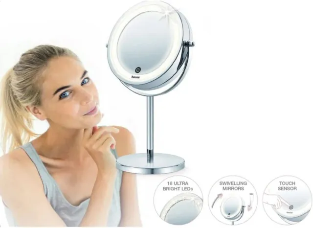 Beurer BS55 Makeup Mirror with Light - Touch Sensor Normal & Magnification View
