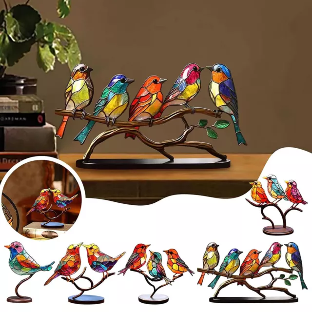 Metal Bird Desk Ornament Colorful Birds Figurine Home Office Tabletop Bird Decor 2