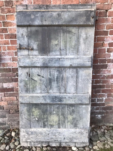 Antique Oak ledged and braced Door With Original Strap Hinges. 2