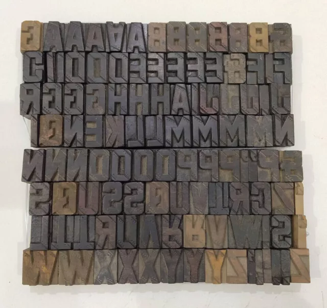 Vintage Letterpress wood/wooden printing type block typography 109pc 25mm#TP-248