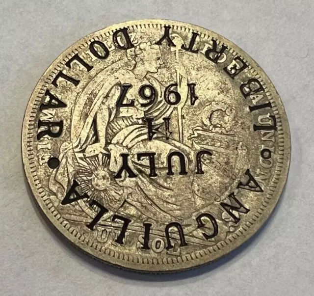 1967 Anguilla "Liberty Dollar" $1 CS on 1924 Peru Silver Sol