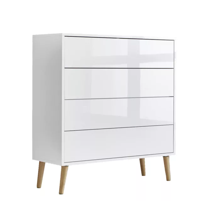 Kommode BEN3 Sideboard 4 Schubladen Highboard moderne Anrichte Schrank weiß 79cm