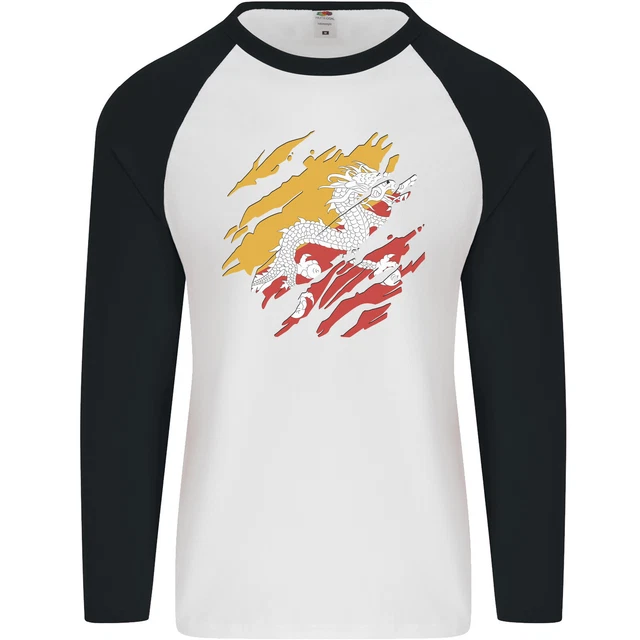 T-shirt Homme Gildan Coton Frisé Drapeau Du Bhoutan - Coupe Loose Fit - Neuf Sans étiquettes