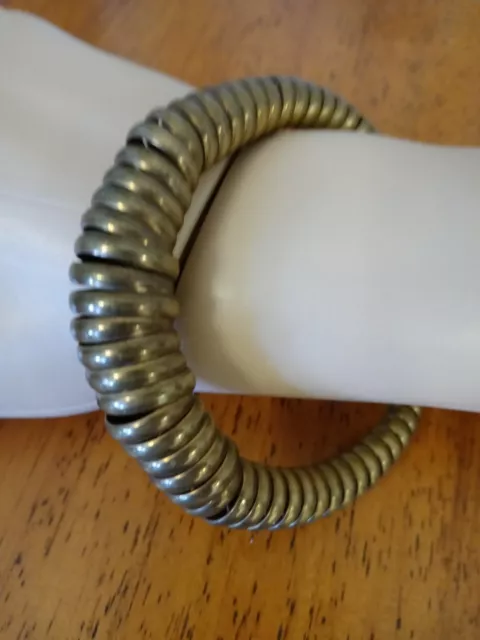 Vintage Mexican Brass Brutalist Style Coiled Cuff Bracelet 1940's
